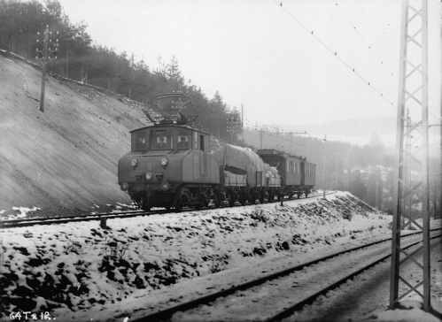 Godstog med salpeterlast fra fabrikken på Rjukan i 1911. ©Maana forlag.