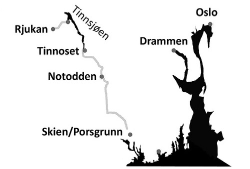 Illustrasjon hentet fra boka REISEN MED RJUKANBANEN, Maana forlag 2010